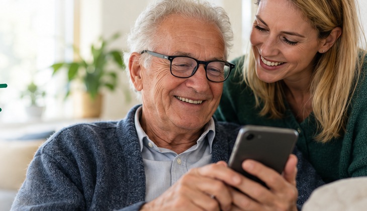 An older person with a family member